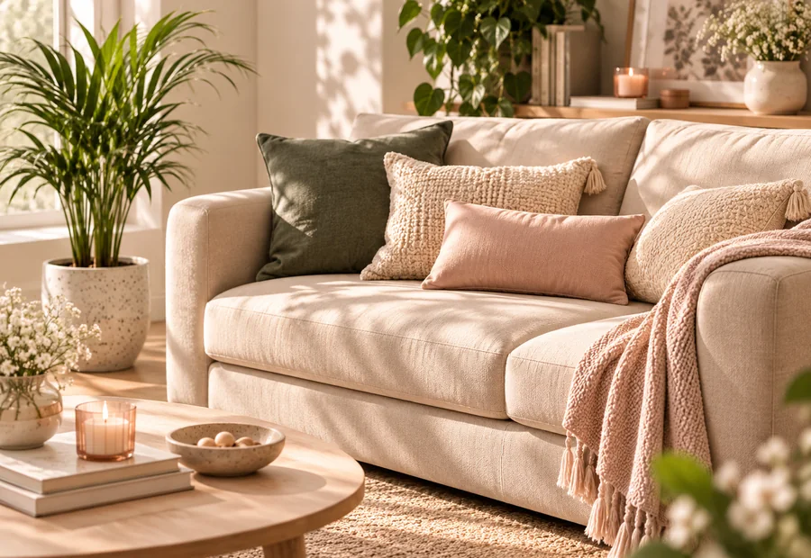 Salón acogedor en tonos neutros